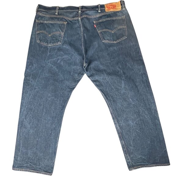 Levi's Men's 501 Straight Leg Jeans W46 L30 Classic Button Fly Denim Blue - Picture 2 of 16